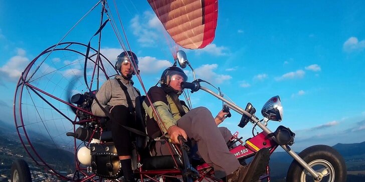 Motorový paragliding – tandemový let, okolie Trenčín alebo Bratislava