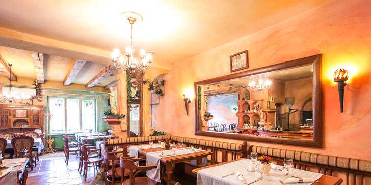 Dvojchodové alebo štvorchodové talianske kačacie menu v reštaurácii Mediterran