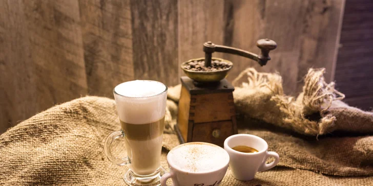 Lahodná káva podľa vášho výberu aj s muffinom alebo zákuskom v Grand caffe