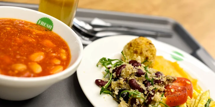 Zdravé trojchodové vegetariánske menu vo Fresh Markete
