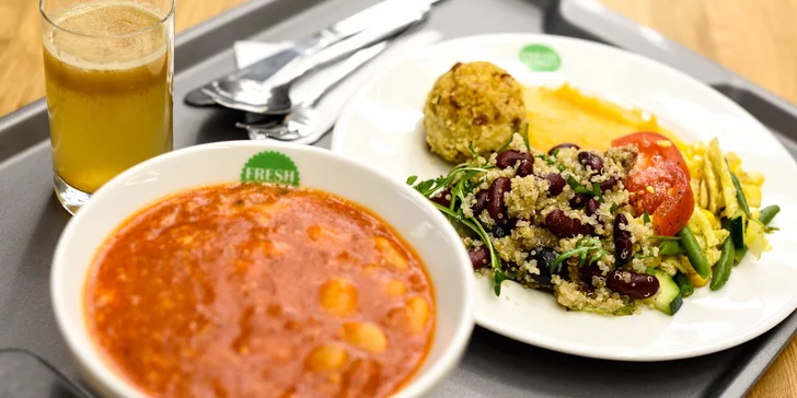 Zdravé trojchodové vegetariánske menu vo Fresh Markete