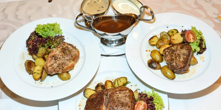 Hovädzí steak Rib Eye, steak zo sviečkovice alebo bravčový steak