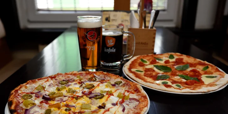 Pizza podľa vlastného výberu s Kofolou alebo pivom