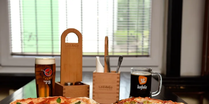 Pizza podľa vlastného výberu s Kofolou alebo pivom