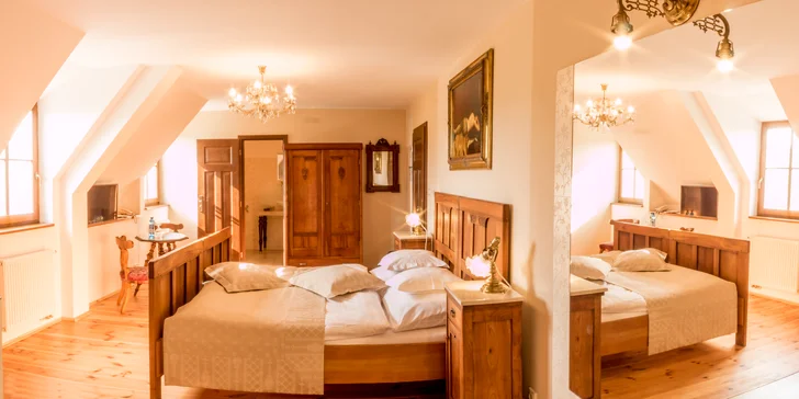 Oddych pre 2 osoby v luxusnom historickom Boutique hotel**** Pracháreň