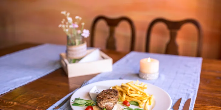 Steak z pravej hovädzej sviečkovice alebo z bravčovej panenky