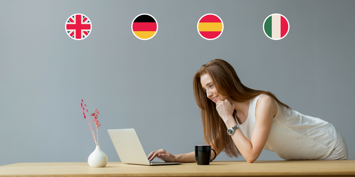 6-mesačný online kurz 4 jazykov + prístup pre druhú osobu zdarma