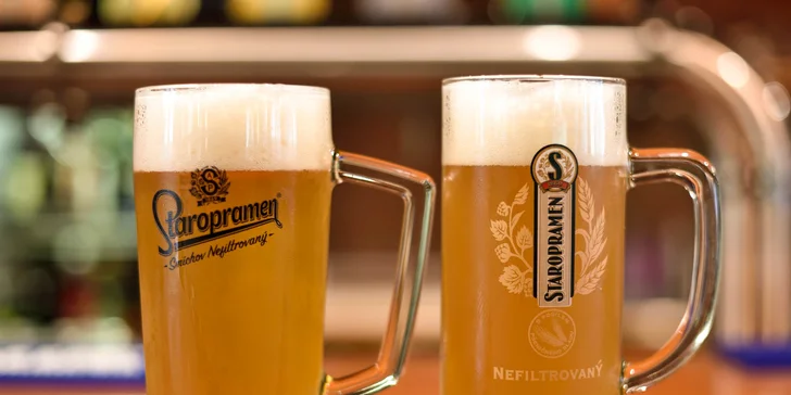 2 alebo 4 veľké pivá Staroprameň a nakladaný hermelín