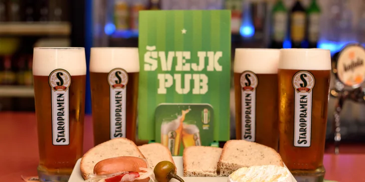 Veľké pivá Staropramen aj s hermelínom alebo utopencom