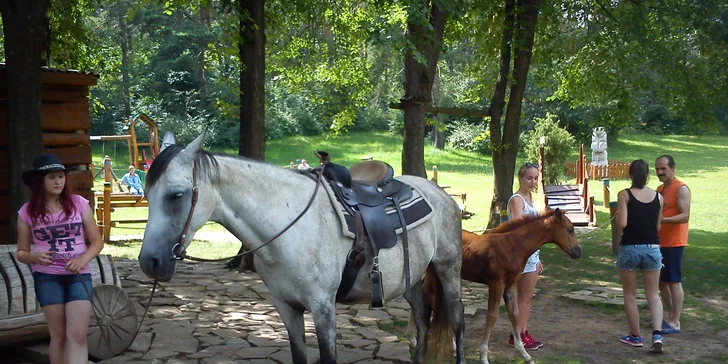 Lekcie jazdenia na koni alebo jazda na vlečke ťahanej traktoríkom