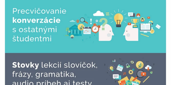 Ročný online kurz 4 jazykov + prístup pre druhú osobu zdarma
