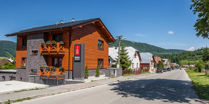 Exkluzívne Mucha Apartments**** v Terchovej s privátnym wellness. Jedno dieťa do 12 r. zdarma