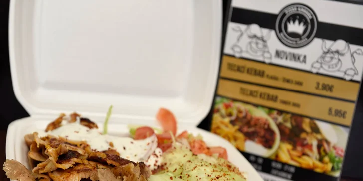 Kurací kebab v placke, žemli či na tanieri: možnosť rozvozu!