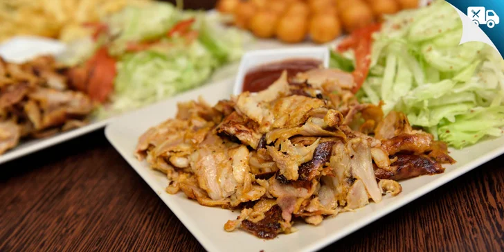 Kurací kebab v placke, žemli či na tanieri: možnosť rozvozu!