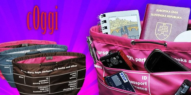 14,99 eur za organizér Coggi do kabelky. Skvelý darček pre ženy nielen pod vianočný stromček. Poriadok všetkých drobností a dôležitých vecí, aký ste vo svojej kabelke doteraz nezažili, teraz so zľavou 50%!