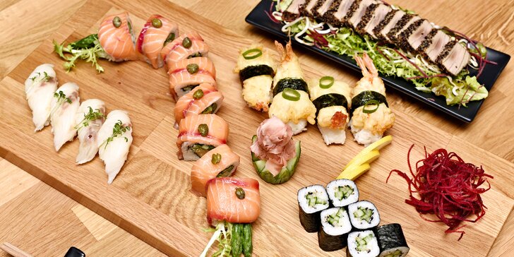 Degustačné sushi menu pre dvoch s predjedlom, polievkou Miso i dezertom