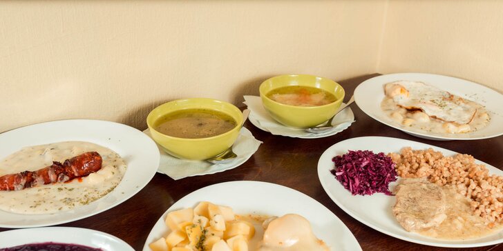 Obedové menu: polievka a hlavné jedlo