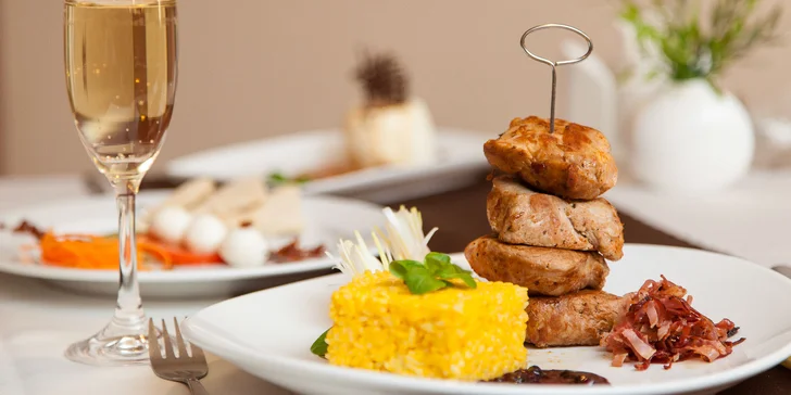 3-chodové menu s aperitívom: panenka a hokkaido rizoto