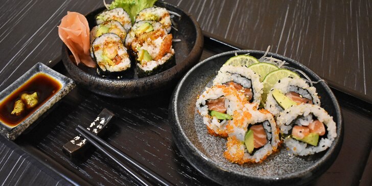 Sushi menu v tradičnej ázijskej reštaurácii Sushi Hamasaki
