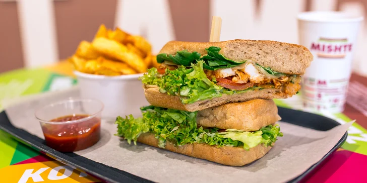 Nadupaný sandwich s MISHTE TWIST zemiačikmi a omáčkou