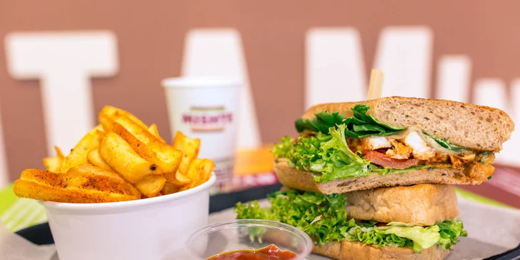 Nadupaný sandwich s MISHTE TWIST zemiačikmi a omáčkou