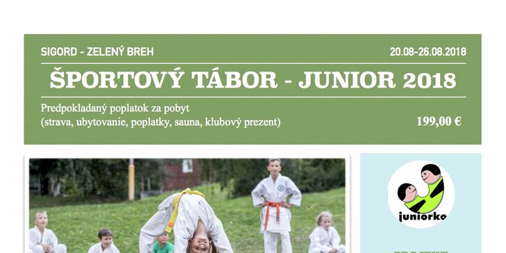 Pobytový športovo-zábavný tábor Junior 2018 na Sigorde