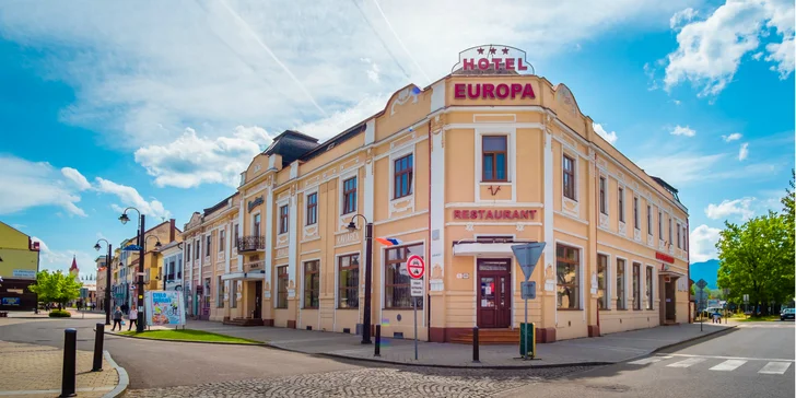 Pobyt pre dvoch alebo rodinu v centre Liptova v Hoteli EUROPA***