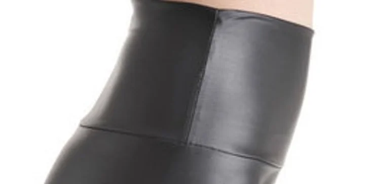 Dámske čierne legíny s imitáciou kože