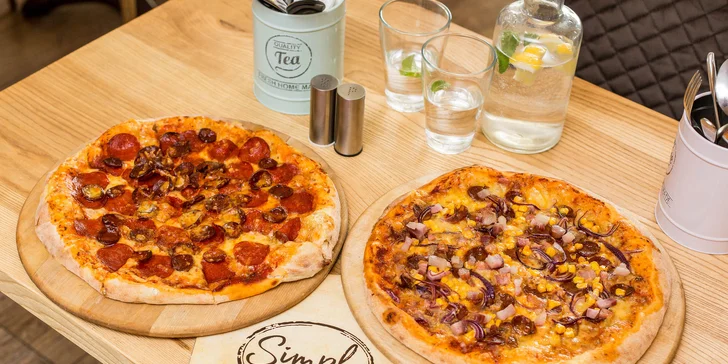 Pizza 1+1 zdarma s rozvozom alebo so sebou v Simpl Food Delivery