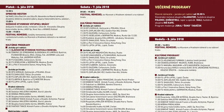 Festival Európske Ľudové Remeslo - neobmedzený vstup