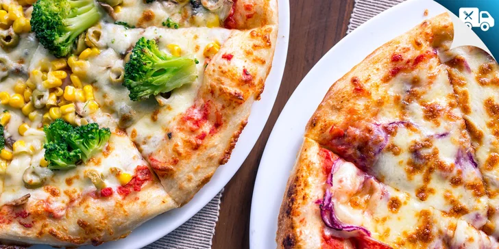 Pizza podľa vlastného výberu z 13 druhov s možnosťou donášky