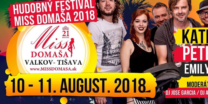 1 a 2-dňové vstupenky na hudobný festival Miss Domaša 2018