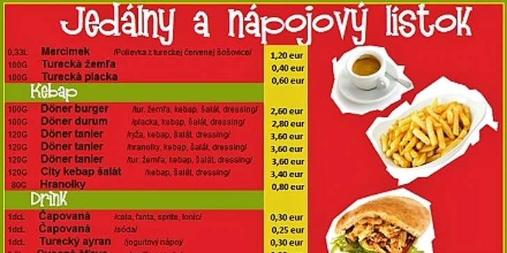 1,70 eur za Döner burger z TEĽACIEHO mäsa v Osman City Kebap. Najlepší KEBAP v Košiciach! So zľavou 50%!