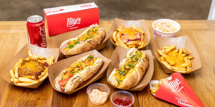 6 druhov hot dogov a belgické hranolčeky vo Filip's Hot dogs