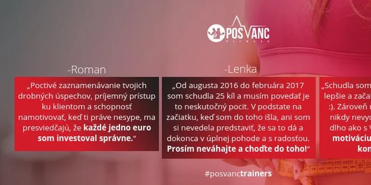 Tréning s osobným trénerom, masáž alebo stravovací plán