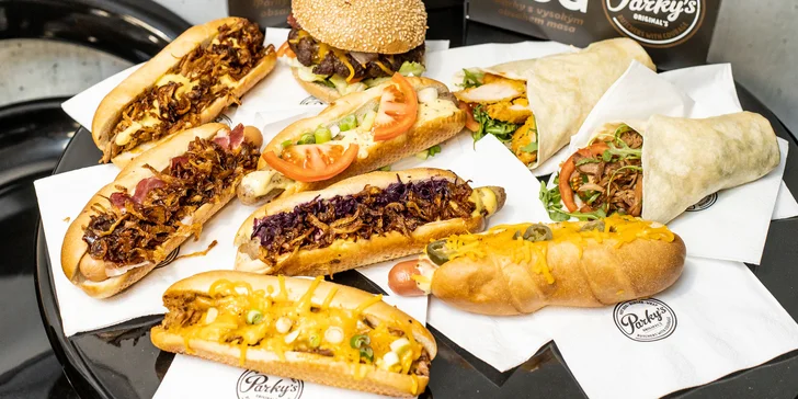 Hot dogy, bagety, wrapy či burger v Parky's Hot Dog