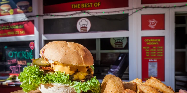 Šťavnatý burger či hotdog s prílohou podľa výberu