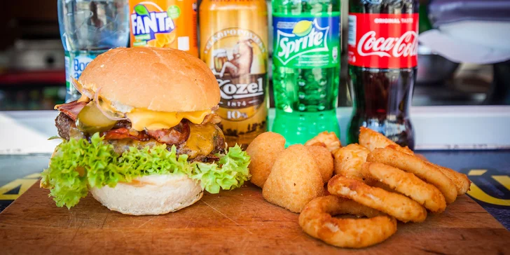 Šťavnatý burger či hotdog s prílohou podľa výberu