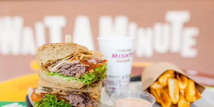 Beef sandwich s extra roastbeefom alebo Veggie sandwich v MISHTE