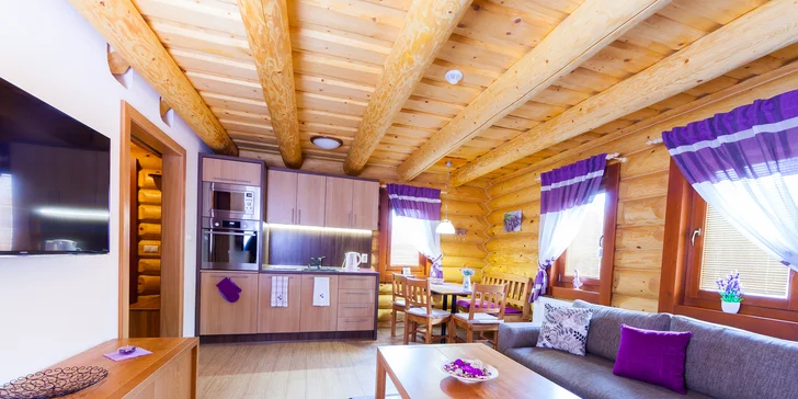 Novovybudované apartmány v štýlovom zrube s privátnou saunou v horskom prostredí v Oščadnici