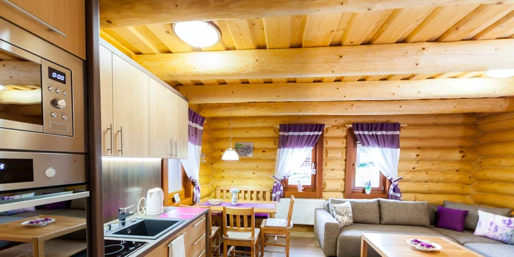 Novovybudované apartmány v štýlovom zrube s privátnou saunou v horskom prostredí v Oščadnici