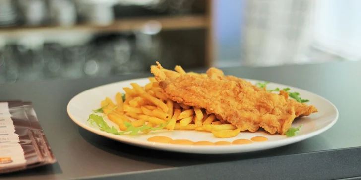 Obedové denné menu, rezeň s hranolčekmi alebo šaláty
