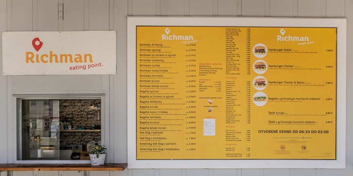 Legendárny Richman: burger, bageta alebo americký hotdog na osobný odber