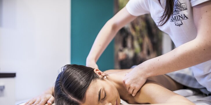 Relaxačná, športová masáž, mäkké techniky alebo masáž vo dvojici v salóne Amina