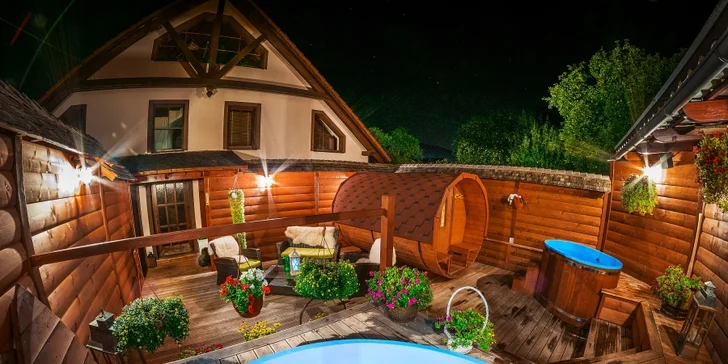Relaxačný pobyt s wellness pod holým nebom v modernom penzióne Gitka***