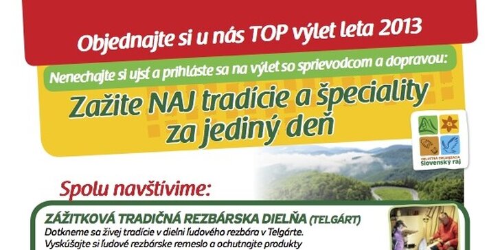 TOP výlet leta - jednodnový výlet v okolí Slovenského raja