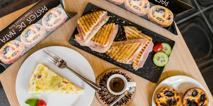 Portugalské pochúťky a kvalitná káva - Pastel de nata, Tosta mista, Sopa do dia alebo Quiche