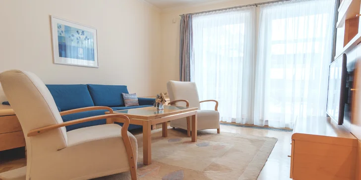 Moderne zariadené apartmány vo Ville Marion - kúpeľné mestečko, raňajky a vstup do wellness