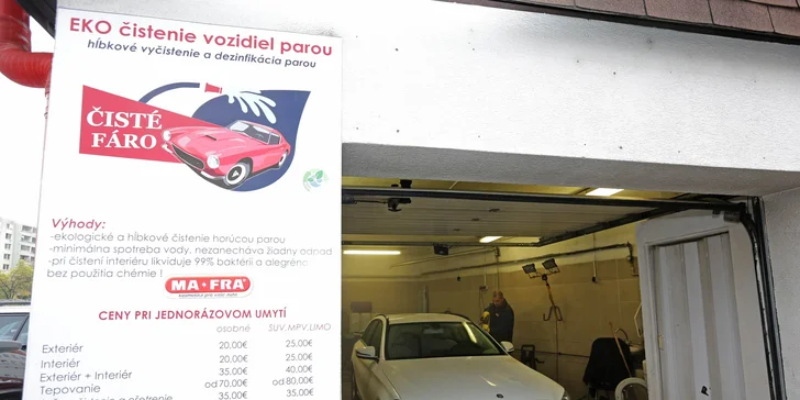 EKO Čistenie interiéru a exteriéru vozidiel s tepovaním parou na Jégeho