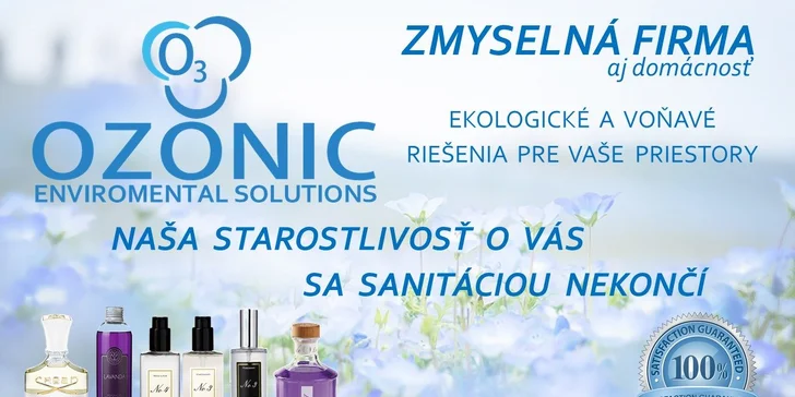 Dezinfekcia domácnosti ozónom + prevoňanie priestorov ako darček